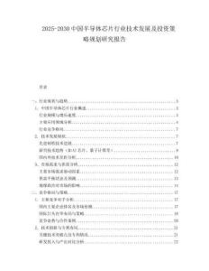 2025-2030中國半導體芯片行業技術發展及投資策略規劃研究報告