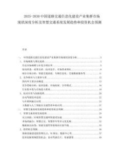2025-2030中國道路交通信息化建設產業集群市場現狀深度分析及智慧交通系統發展趨勢和投資機會預測