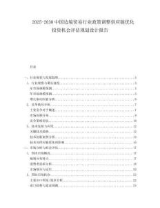 2025-2030中國邊境貿易行業政策調整供應鏈優化投資機會評估規劃設計報告