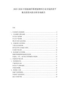 2025-2030中國玻璃纖維增強塑料行業市場供需平衡及投資風險分析咨詢報告