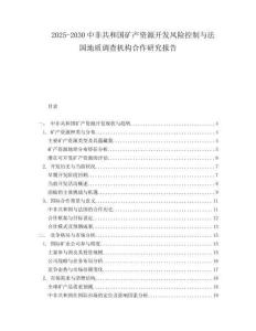 2025-2030中非共和國礦產資源開發風險控制與法國地質調查機構合作研究報告