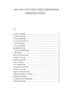 2025-2030中國(guó)半導(dǎo)體芯片制造行業(yè)供需結(jié)構(gòu)分析發(fā)展趨勢(shì)投資評(píng)估報(bào)告