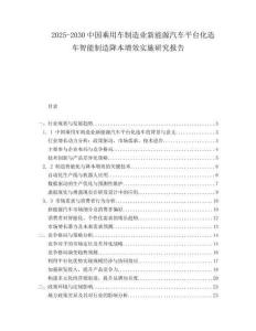 2025-2030中國乘用車制造業(yè)新能源汽車平臺化造車智能制造降本增效實施研究報告