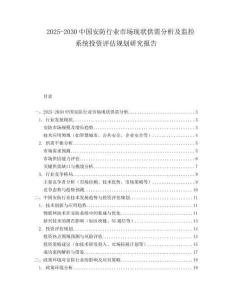 2025-2030中國安防行業市場現狀供需分析及監控系統投資評估規劃研究報告