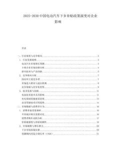 2025-2030中國電動汽車下鄉(xiāng)補貼政策演變對企業(yè)影響