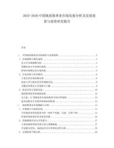 2025-2030中國地質(zhì)勘查業(yè)市場發(fā)展分析及發(fā)展前景與投資研究報告