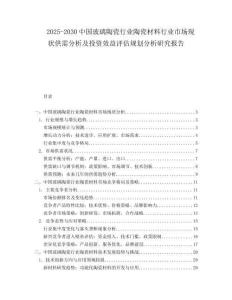 2025-2030中國玻璃陶瓷行業(yè)陶瓷材料行業(yè)市場現(xiàn)狀供需分析及投資效益評估規(guī)劃分析研究報(bào)告