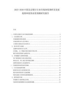 2025-2030中國(guó)北京銀行行業(yè)市場(chǎng)深度調(diào)研及發(fā)展趨勢(shì)和投資前景預(yù)測(cè)研究報(bào)告