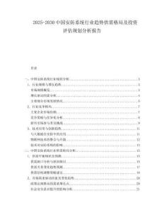 2025-2030中國安防系統(tǒng)行業(yè)趨勢供需格局及投資評估規(guī)劃分析報告