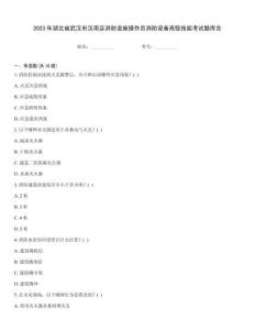 2023年湖北省武漢市漢南區消防設施操作員消防設備高級技能考試題庫含
