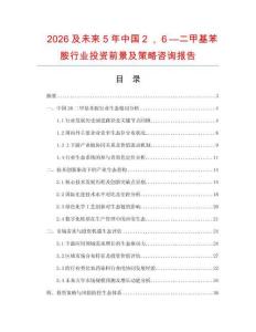 2026及未來5年中國２，６—二甲基苯胺行業投資前景及策略咨詢報告