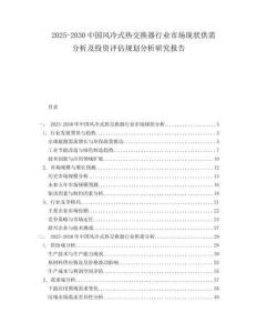 2025-2030中國風(fēng)冷式熱交換器行業(yè)市場現(xiàn)狀供需分析及投資評估規(guī)劃分析研究報(bào)告