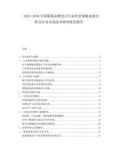 2025-2030中國服裝品牌設計行業經營策略深度分析及行業市場競爭格局優化報告