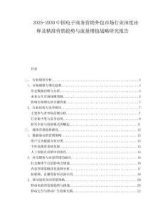 2025-2030中國電子商務營銷外包市場行業深度詮釋及精準營銷趨勢與流量增值戰略研究報告