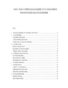 2025-2030中國粉末冶金高速鋼刀片行業(yè)技術(shù)路徑變化研究供需動態(tài)評估發(fā)展策略