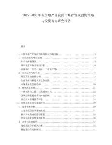 2025-2030中國(guó)房地產(chǎn)開(kāi)發(fā)商市場(chǎng)評(píng)價(jià)及投資策略與投資方向研究報(bào)告