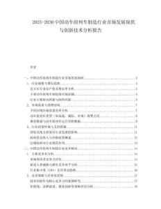 2025-2030中國(guó)動(dòng)車組列車制造行業(yè)市場(chǎng)發(fā)展現(xiàn)狀與創(chuàng)新技術(shù)分析報(bào)告