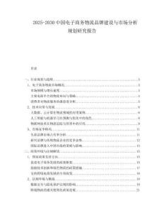 2025-2030中國電子商務物流品牌建設與市場分析規劃研究報告