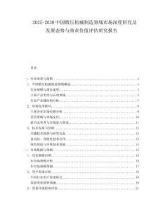 2025-2030中國鍛壓機械制造領域市場深度研究及發(fā)展態(tài)勢與商業(yè)價值評估研究報告
