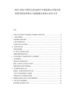 2025-2030中國風力發電機葉片制造核心市場目前供需分析技術特點與新能源企業核心競爭力書