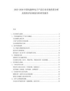 2025-2030中國電腦和電子產品行業市場供需分析及投資評估規劃分析研究報告