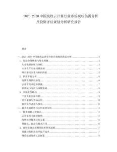 2025-2030中國(guó)廢鐵云計(jì)算行業(yè)市場(chǎng)現(xiàn)狀供需分析及投資評(píng)估規(guī)劃分析研究報(bào)告