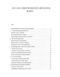 2025-2030中國廢棄物資源化利用與循環經濟體系建設報告