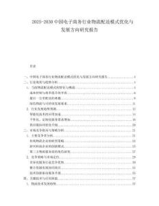 2025-2030中國電子商務行業物流配送模式優化與發展方向研究報告