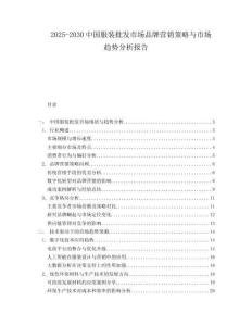 2025-2030中國服裝批發(fā)市場品牌營銷策略與市場趨勢分析報告
