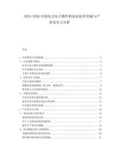 2025-2030中國電力電子器件制造業技術突破與產業競爭力分析
