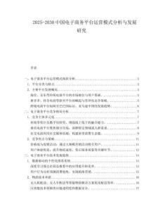 2025-2030中國電子商務平臺運營模式分析與發展研究