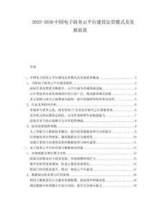 2025-2030中國電子政務云平臺建設運營模式及發展前景