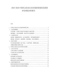2025-2030中國(guó)風(fēng)力發(fā)電行業(yè)市場(chǎng)供需現(xiàn)狀及投資評(píng)估規(guī)劃分析報(bào)告