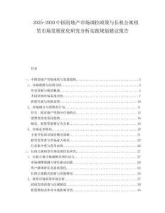 2025-2030中國房地產市場調控政策與長租公寓租賃市場發展優化研究分析實踐規劃建議報告