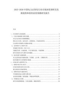 2025-2030中國電力證券化行業市場深度調研及發展趨勢和投資前景預測研究報告
