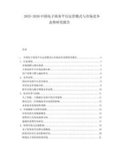 2025-2030中國電子商務平臺運營模式與市場競爭態勢研究報告