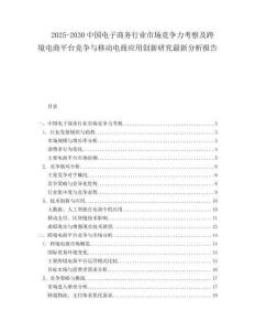 2025-2030中國電子商務行業市場競爭力考察及跨境電商平臺競爭與移動電商應用創新研究最新分析報告
