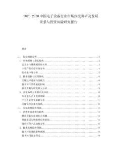 2025-2030中國電子設備行業市場深度調研及發展前景與投資風險研究報告