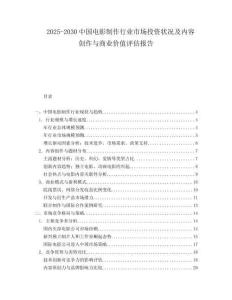 2025-2030中國(guó)電影制作行業(yè)市場(chǎng)投資狀況及內(nèi)容創(chuàng)作與商業(yè)價(jià)值評(píng)估報(bào)告