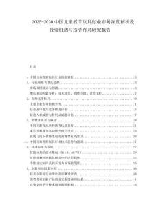 2025-2030中國(guó)兒童教育玩具行業(yè)市場(chǎng)深度解析及投資機(jī)遇與投資布局研究報(bào)告