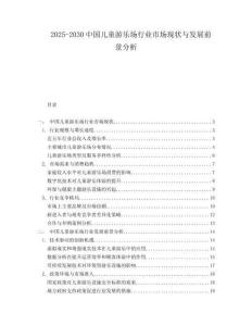 2025-2030中國(guó)兒童游樂場(chǎng)行業(yè)市場(chǎng)現(xiàn)狀與發(fā)展前景分析