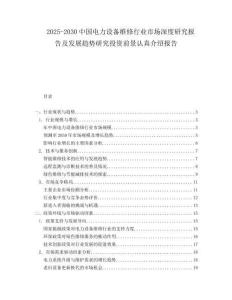 2025-2030中國電力設備維修行業市場深度研究報告及發展趨勢研究投資前景認真介紹報告