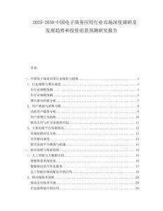 2025-2030中國電子商務應用行業市場深度調研及發展趨勢和投資前景預測研究報告