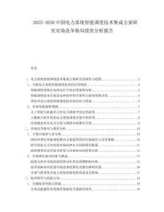 2025-2030中國電力系統智能調度技術集成方案研究市場競爭格局投資分析報告