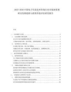 2025-2030中國電子信息技術咨詢行業市場深度調研及發展趨勢與投資價值評估研究報告