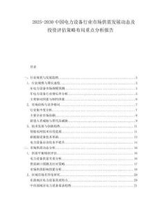 2025-2030中國電力設備行業市場供需發展動態及投資評估策略布局重點分析報告