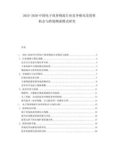 2025-2030中國電子商務(wù)物流行業(yè)競爭格局及投資機會與跨境物流模式研究