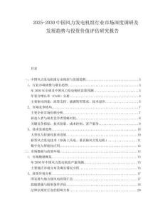 2025-2030中國風力發電機組行業市場深度調研及發展趨勢與投資價值評估研究報告