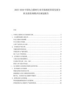 2025-2030中國電力器材行業市場現狀供需發展分析及投資規模評估規劃報告