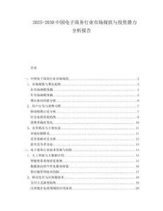 2025-2030中國電子商務行業市場現狀與投資潛力分析報告